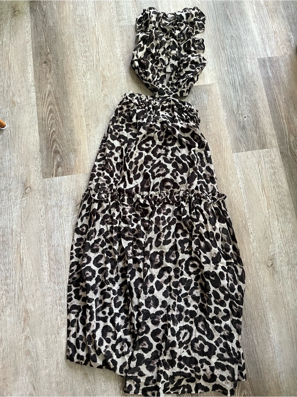 Dress Day | Ruffled Animal Print Dress Black and Cream